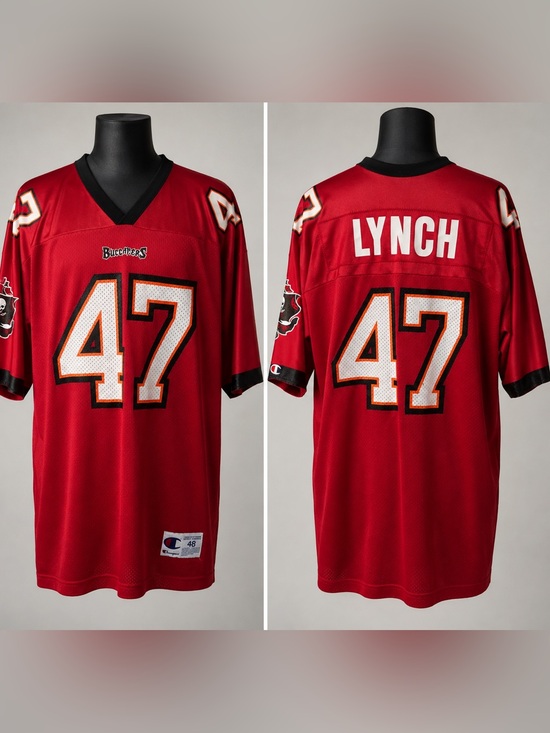 Champion Other - Champion Red Buccaneers #47 Football Jersey with Black Trim